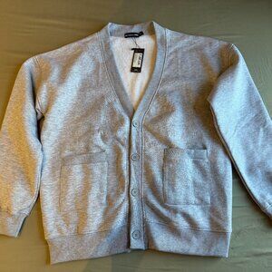Pretty Little Things Grey Mari Button Front Pocket Cardigan, FleeceBack material